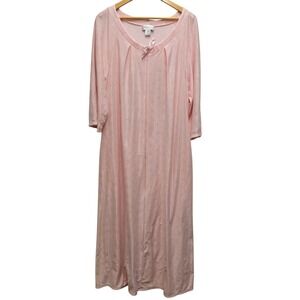 Shadowline Womens‎ Pink House Coat Robe Sz Large Breast Cancer Pockets Zipper